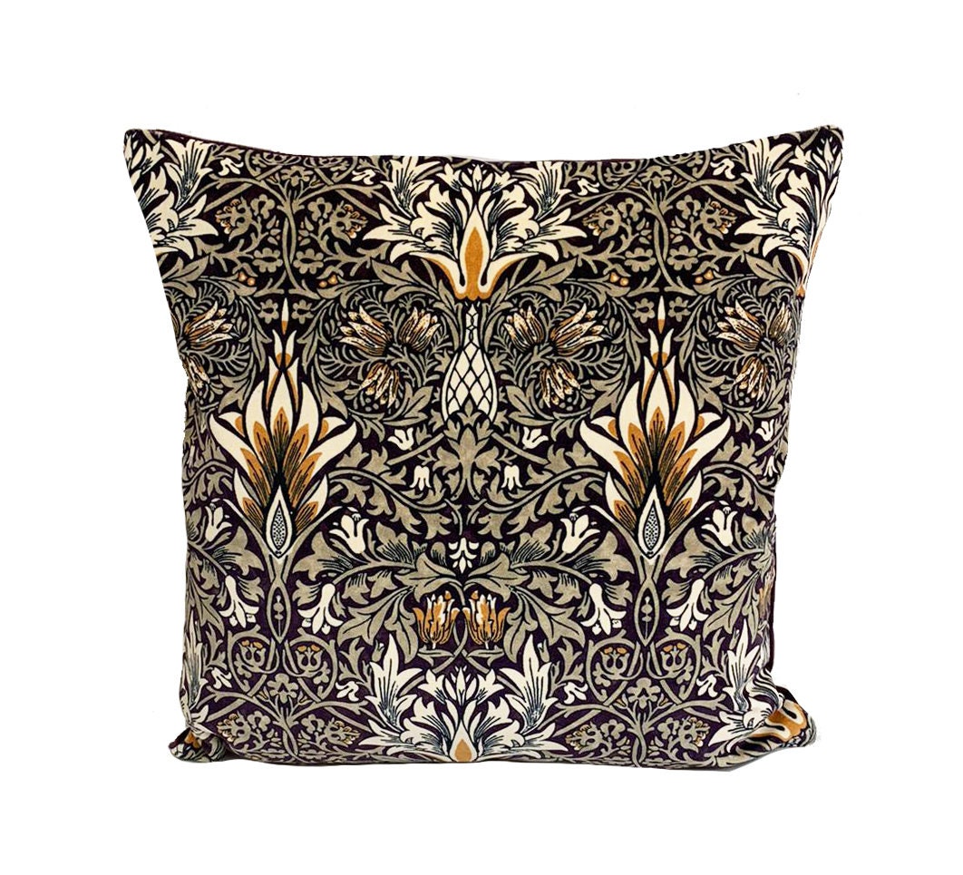 William Morris - Snakeshead Velvet - Mulberry / Saffron - Cushion Cover Pillow Throw Stunning Home Decor