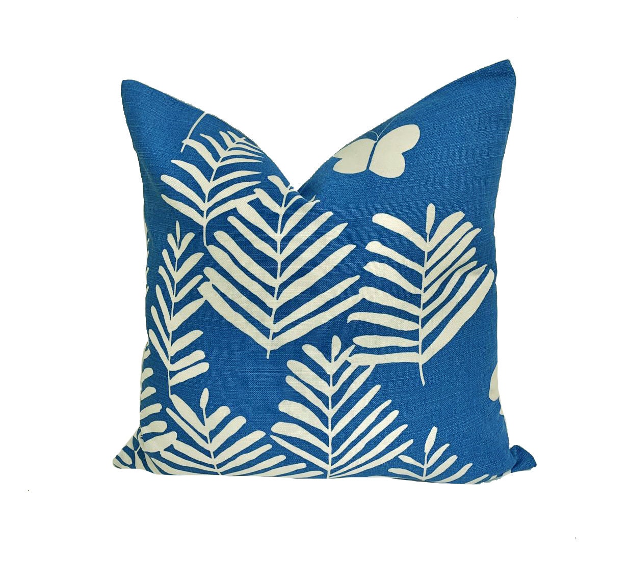 Vera Neumann for Schumacher - Fern Silhouette - Blue - Crisp Graphic Botanical Designer Cushion Cover - Handmade Throw Pillow - Luxury Home