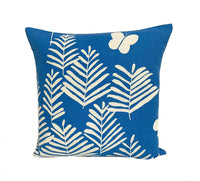 Thumbnail for Vera Neumann for Schumacher - Fern Silhouette - Blue - Crisp Graphic Botanical Designer Cushion Cover - Handmade Throw Pillow - Luxury Home