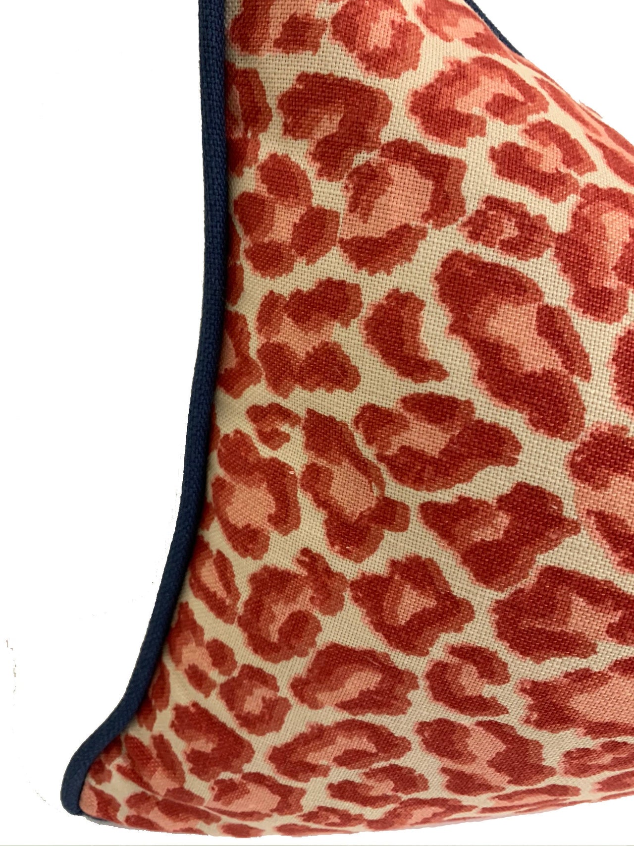 Colefax and Fowler - Panthera - Red - Bold Contrast Piped Designer Leopard Print Cushion Cover - Handmade Throw Pillow Luxury Home Decor