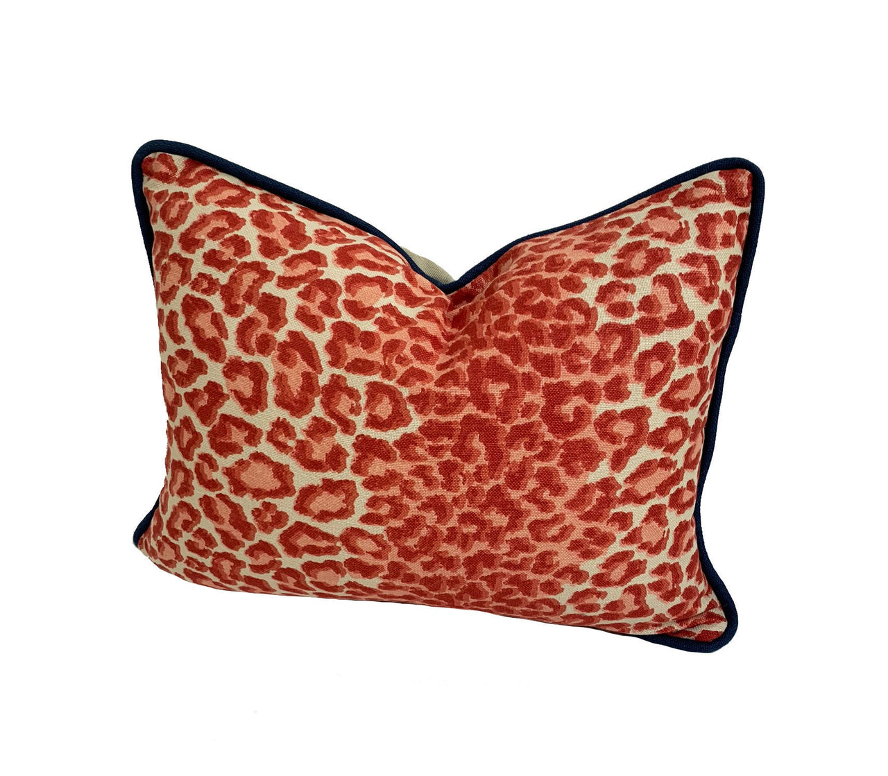 Colefax and Fowler - Panthera - Red - Bold Contrast Piped Designer Leopard Print Cushion Cover - Handmade Throw Pillow Luxury Home Decor