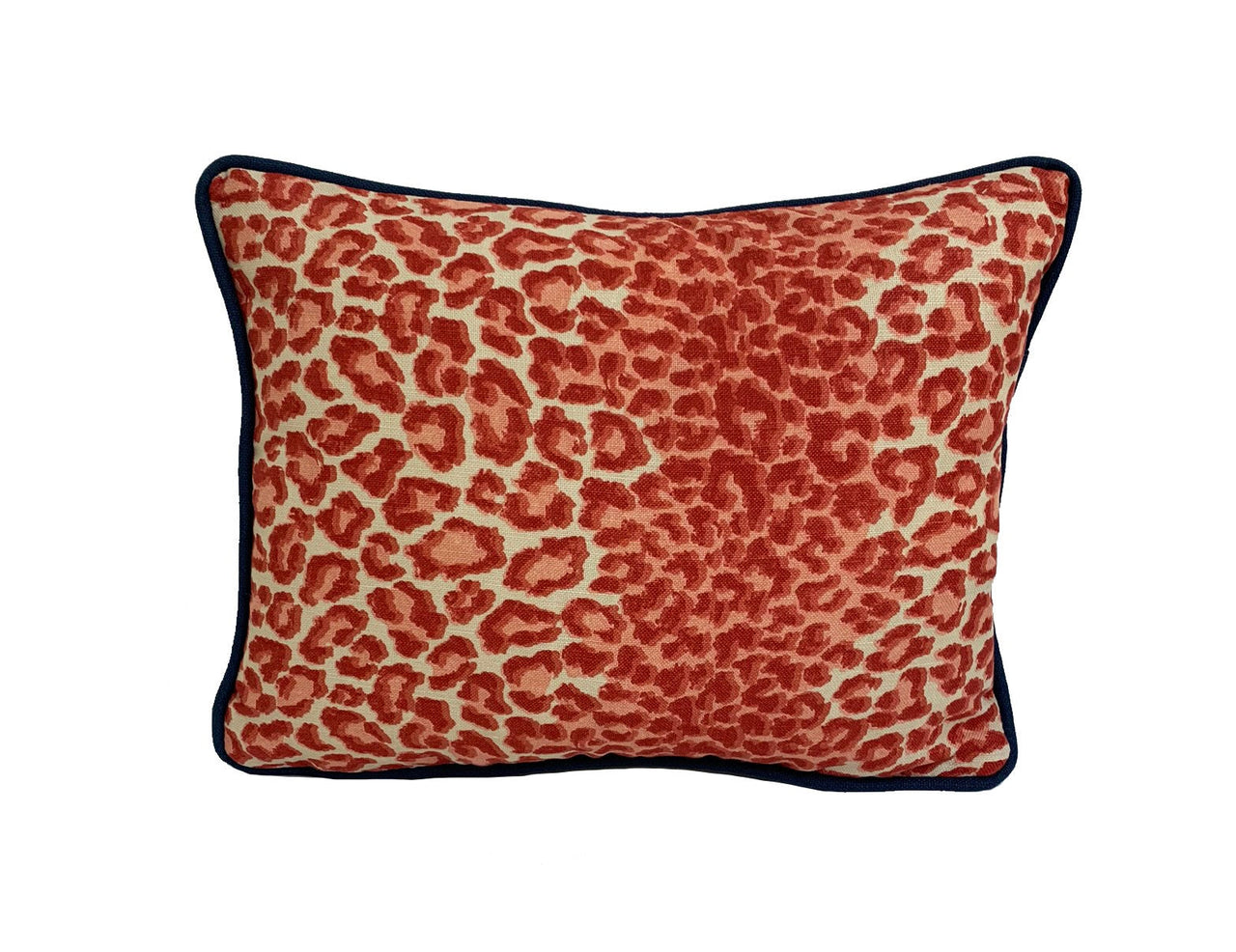 Colefax and Fowler - Panthera - Red - Bold Contrast Piped Designer Leopard Print Cushion Cover - Handmade Throw Pillow Luxury Home Decor