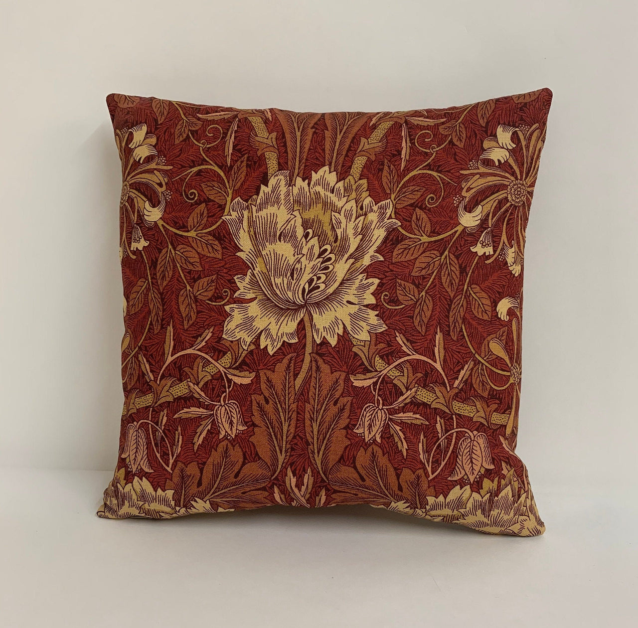 William Morris - Honeysuckle and Tulip - Brick / Russet - Cushion Cover Throw Pillow Designer Home Decor