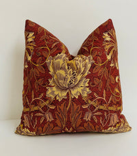 Thumbnail for William Morris - Honeysuckle and Tulip - Brick / Russet - Cushion Cover Throw Pillow Designer Home Decor