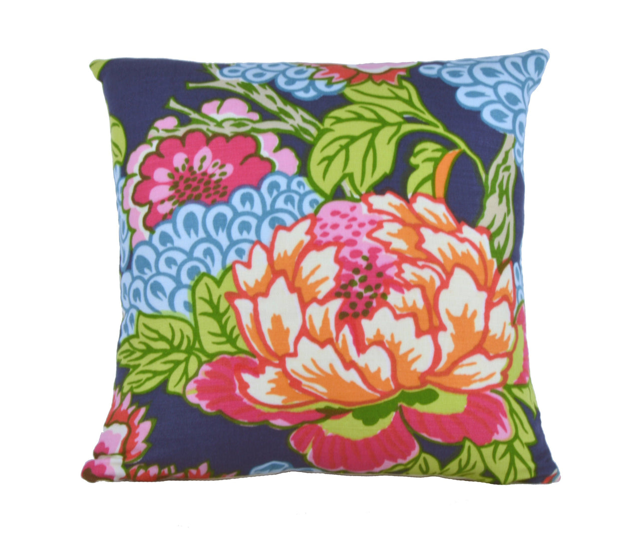 Thibaut - Honshu - Navy - Large Scale Floral Japanese Garden Designer Cushion Cover - Luxury Throw Pillow - Handmade Home Decor