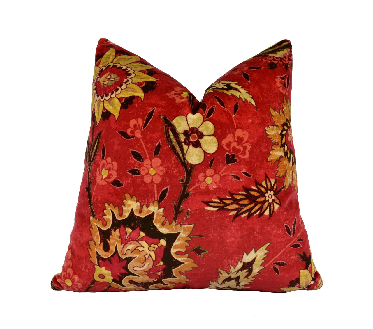 Colefax and Fowler - Solomon - Red - Stunning Bold Floral Velvet Cushion Cover - Handmade Throw Pillow Luxury Home Decor