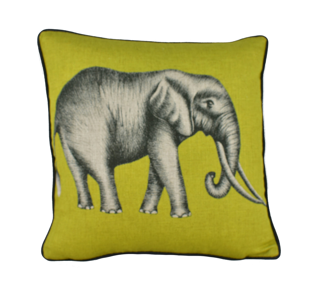 Harlequin - Savanna Elephant - Lemon - Majestic Contrast Piped Elephant Cushion Cover Throw Pillow Handmade Designer Home Decor