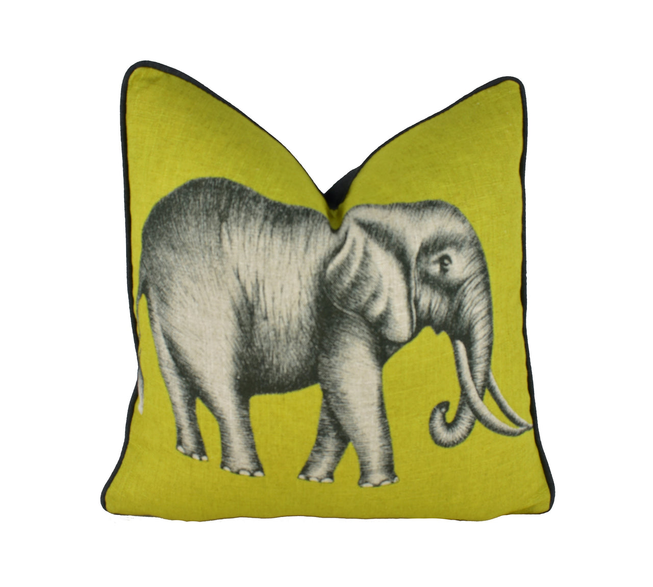 Harlequin - Savanna Elephant - Lemon - Majestic Contrast Piped Elephant Cushion Cover Throw Pillow Handmade Designer Home Decor