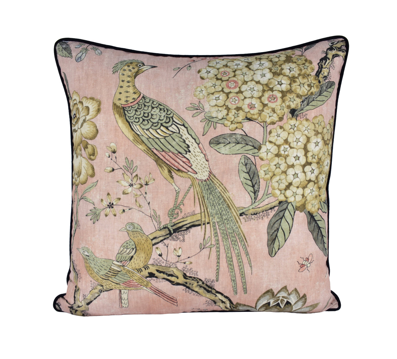 Anna French x Thibaut - Villeneuve - Blush - Antique Avant Garde Bird Designer Cushion Cover - Luxury Throw Pillow - Handmade Home Decor