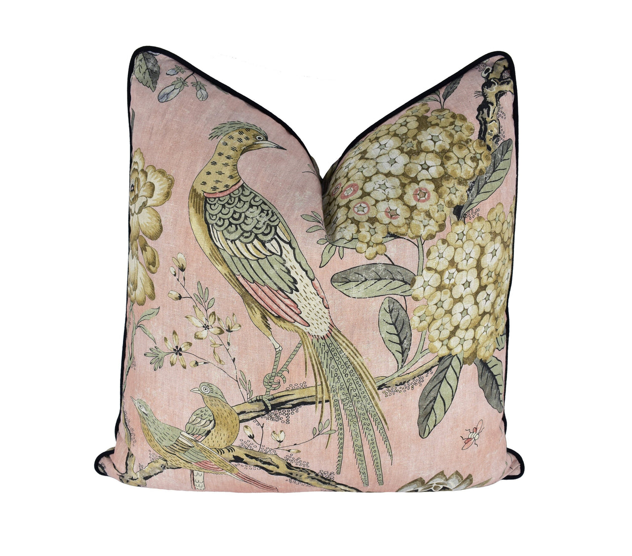 Anna French x Thibaut - Villeneuve - Blush - Antique Avant Garde Bird Designer Cushion Cover - Luxury Throw Pillow - Handmade Home Decor