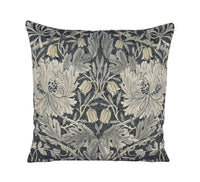 Thumbnail for William Morris - Pure Honeysuckle & Tulip - Black Ink - Cushion Cover Throw Pillow Designer Home Decor