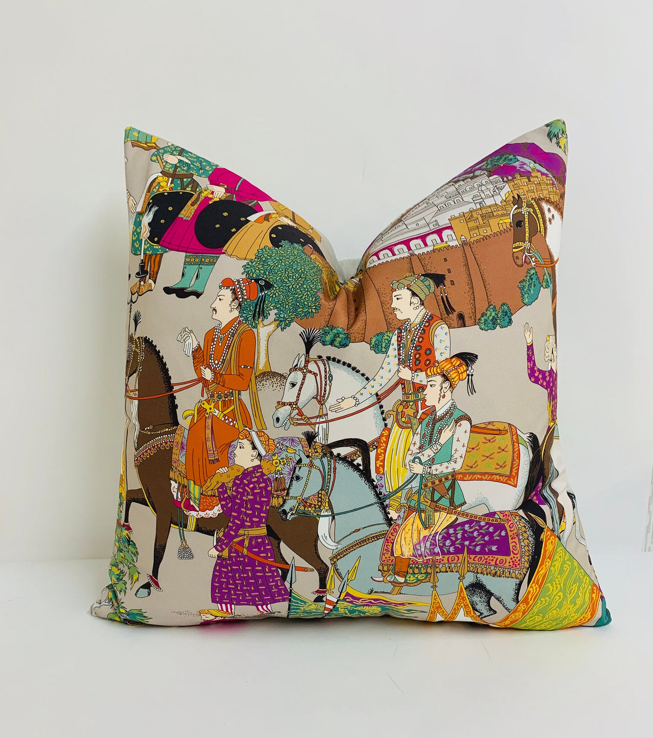 Manuel Canovas - Dara - Taupe - Colourful Indian Inspired Maharajah Cushion Cover - Handmade Throw Pillow Designer Home Decor