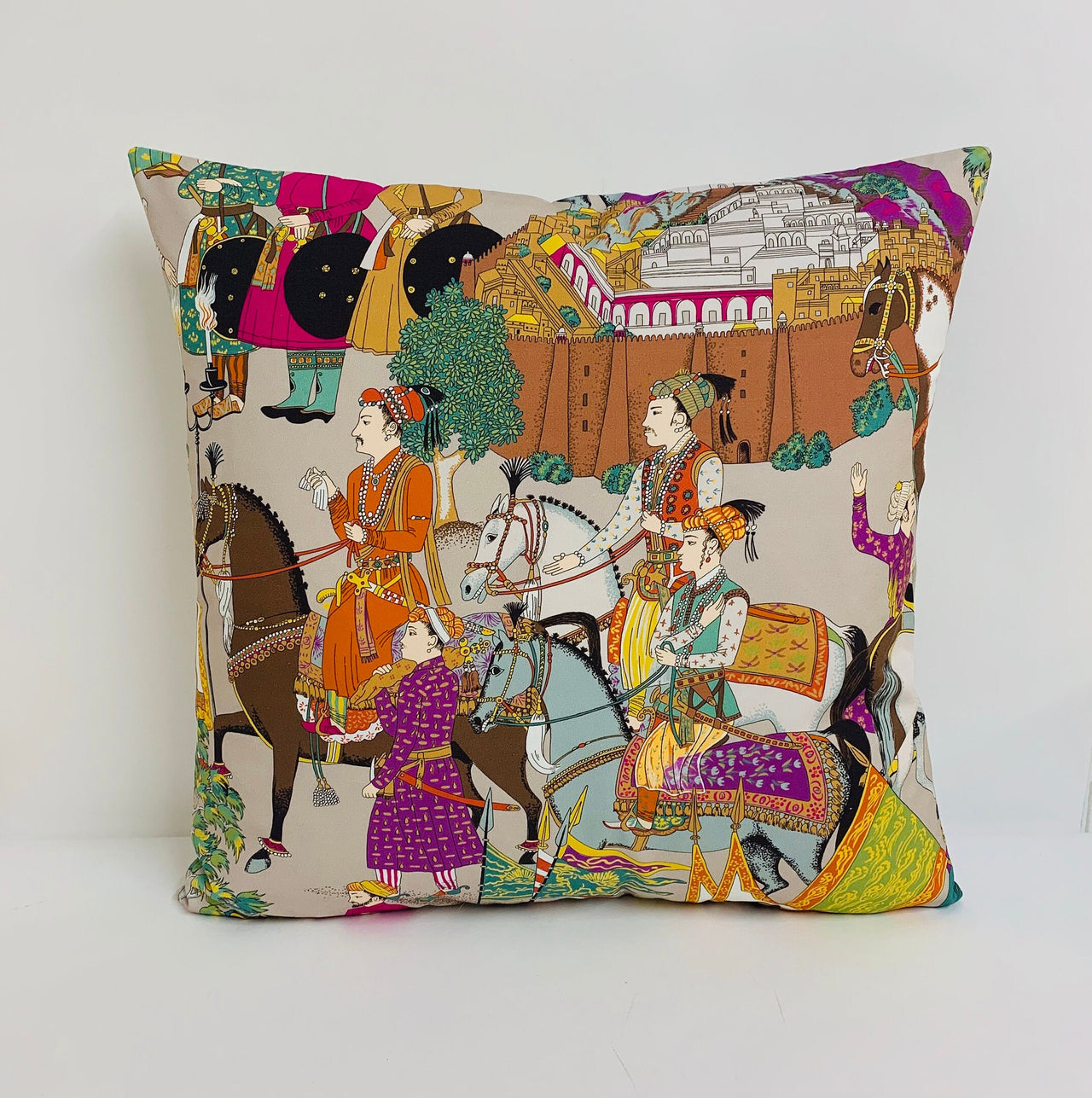 Manuel Canovas - Dara - Taupe - Colourful Indian Inspired Maharajah Cushion Cover - Handmade Throw Pillow Designer Home Decor