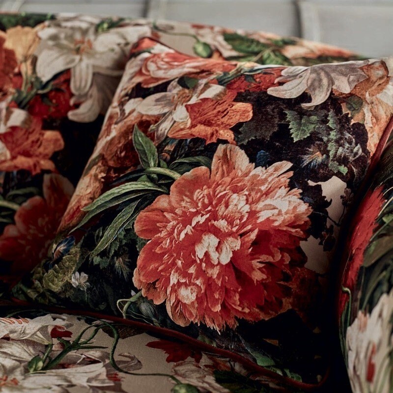 G P & J Baker - Mulberry Home  Fabric - Floral Pompadour  Velvet A Stunning Fabric - Cushion/pillow throws - Many Sizes Available