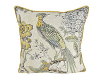 Thumbnail for Anna French x Thibaut - Villeneuve - Yellow and Grey - Antique Avant Garde Bird Designer Cushion Cover - Luxury Throw Pillow - Handmade