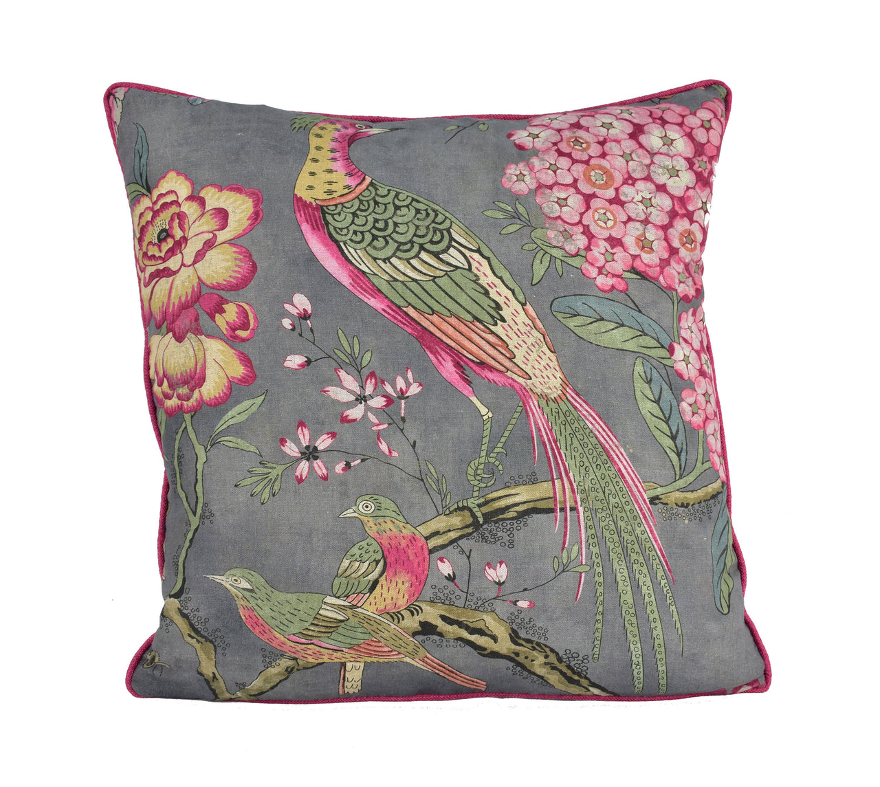 Anna French x Thibaut - Villeneuve - Charcoal - Antique Avant Garde Bird Designer Cushion Cover - Luxury Throw Pillow - Handmade Home Deco