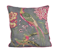 Thumbnail for Anna French x Thibaut - Villeneuve - Charcoal - Antique Avant Garde Bird Designer Cushion Cover - Luxury Throw Pillow - Handmade Home Deco