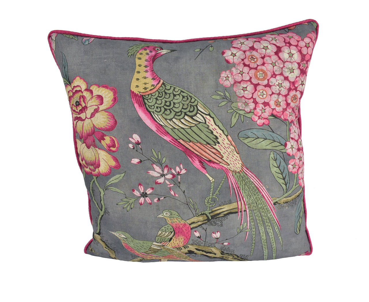 Anna French x Thibaut - Villeneuve - Charcoal - Antique Avant Garde Bird Designer Cushion Cover - Luxury Throw Pillow - Handmade Home Deco