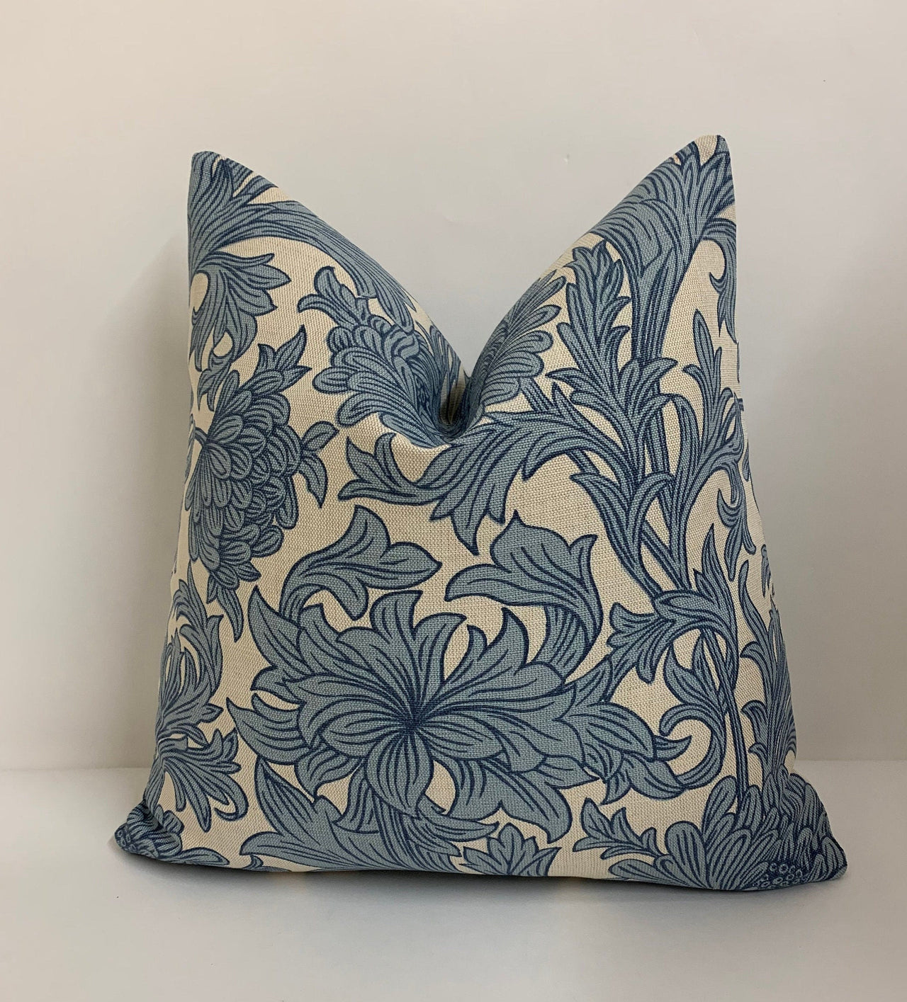 William Morris - Chrysanthemum Toile - Woad / Chalk - Cushion Cover Throw Pillow Designer Home Decor