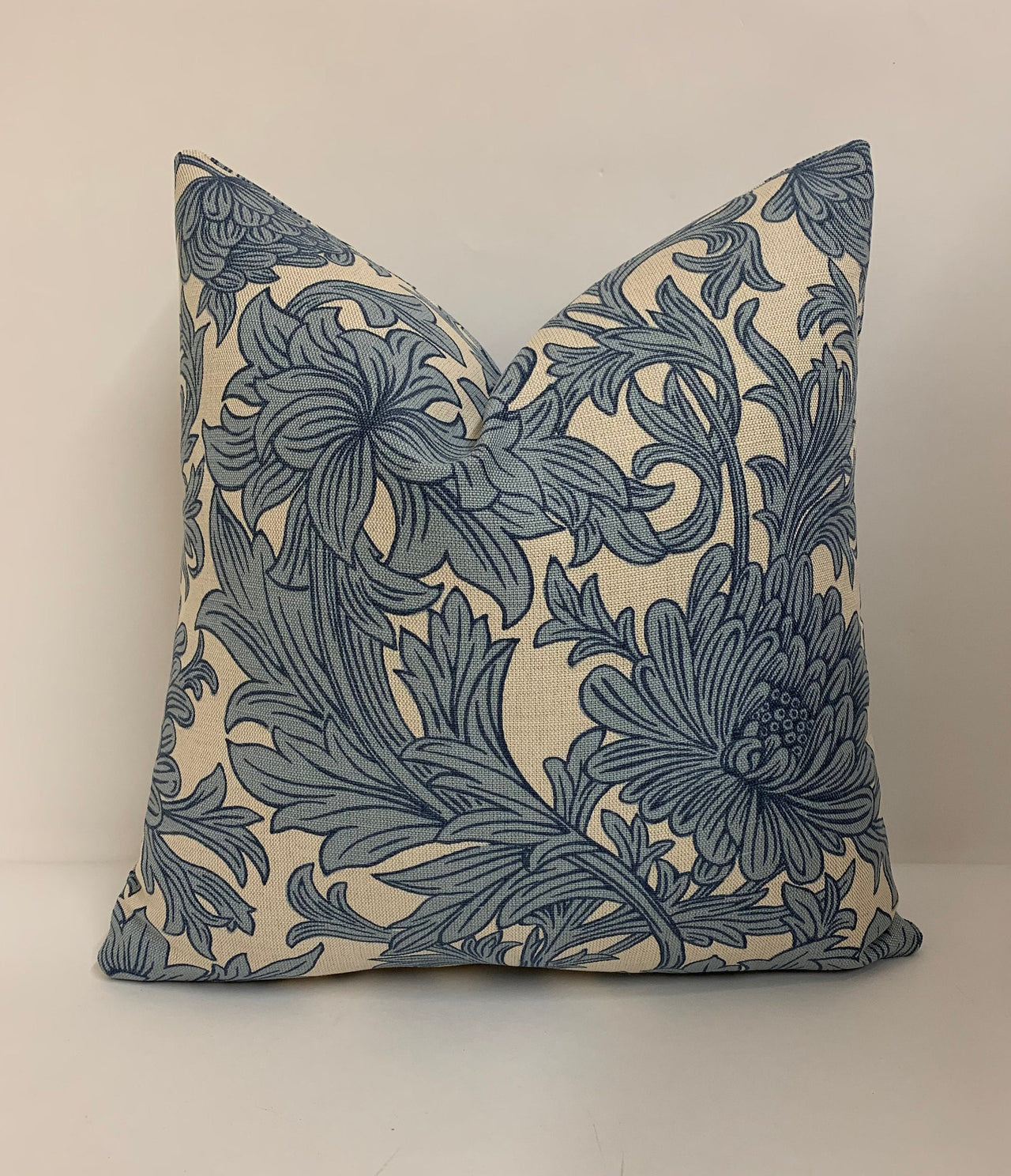 William Morris - Chrysanthemum Toile - Woad / Chalk - Cushion Cover Throw Pillow Designer Home Decor