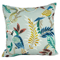 Thumbnail for Jane Churchill - Indira - Teal - Tropical Exotic Monkey Parrot Cushion Cover - Handmade Throw Pillow Designer Home Decor