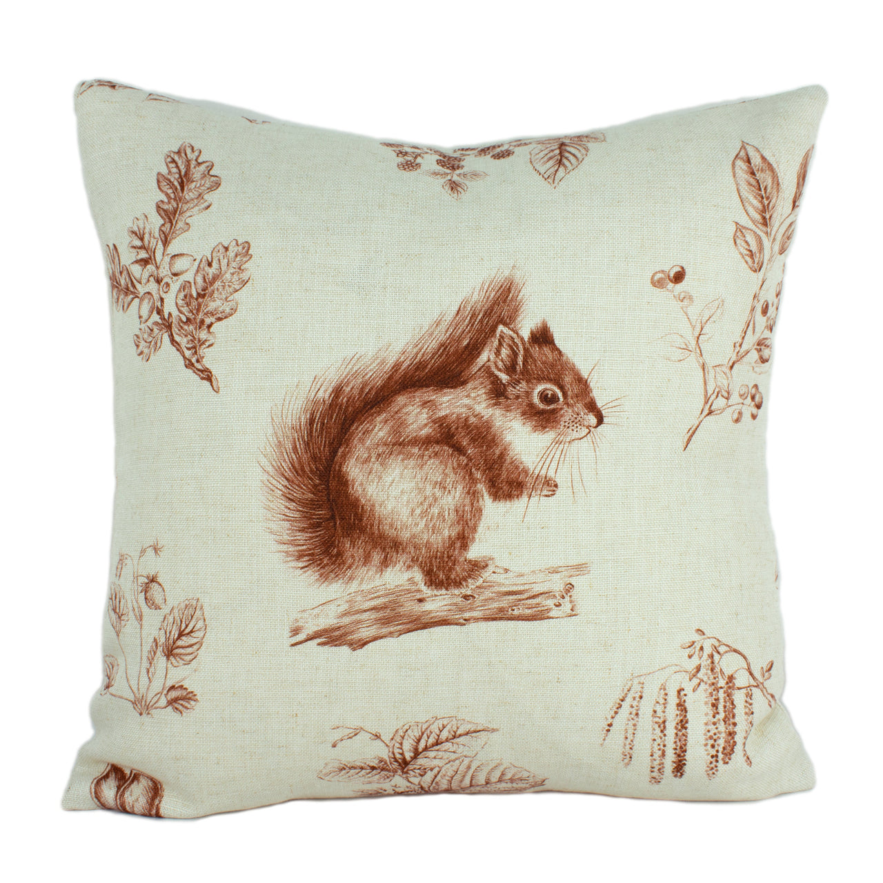 Sanderson - Squirrel & Hedgehog - Henna / Wheat - Cushion Cover Throw Pillow Designer Home Decor