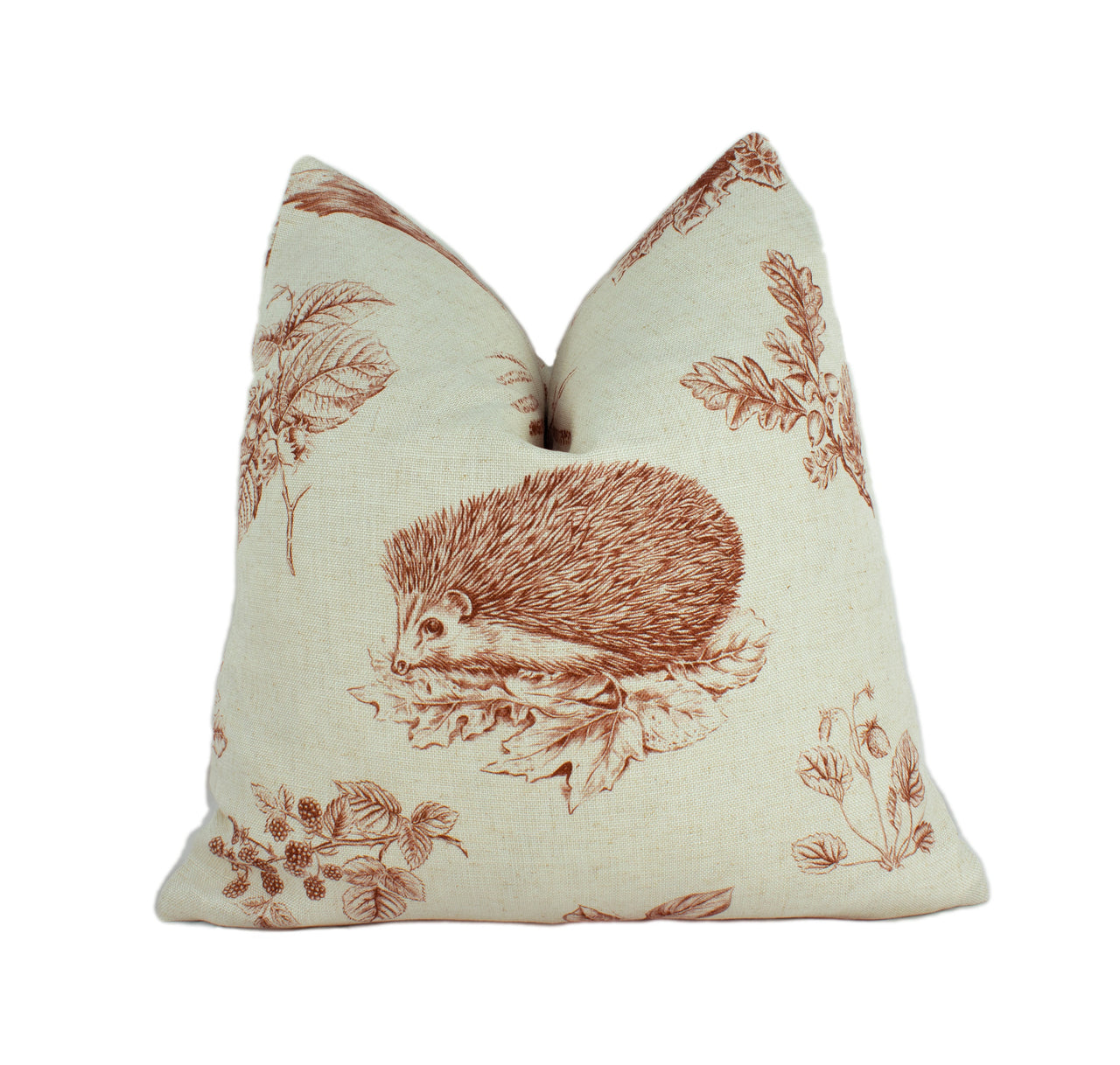 Sanderson - Squirrel & Hedgehog - Henna / Wheat - Cushion Cover Throw Pillow Designer Home Decor