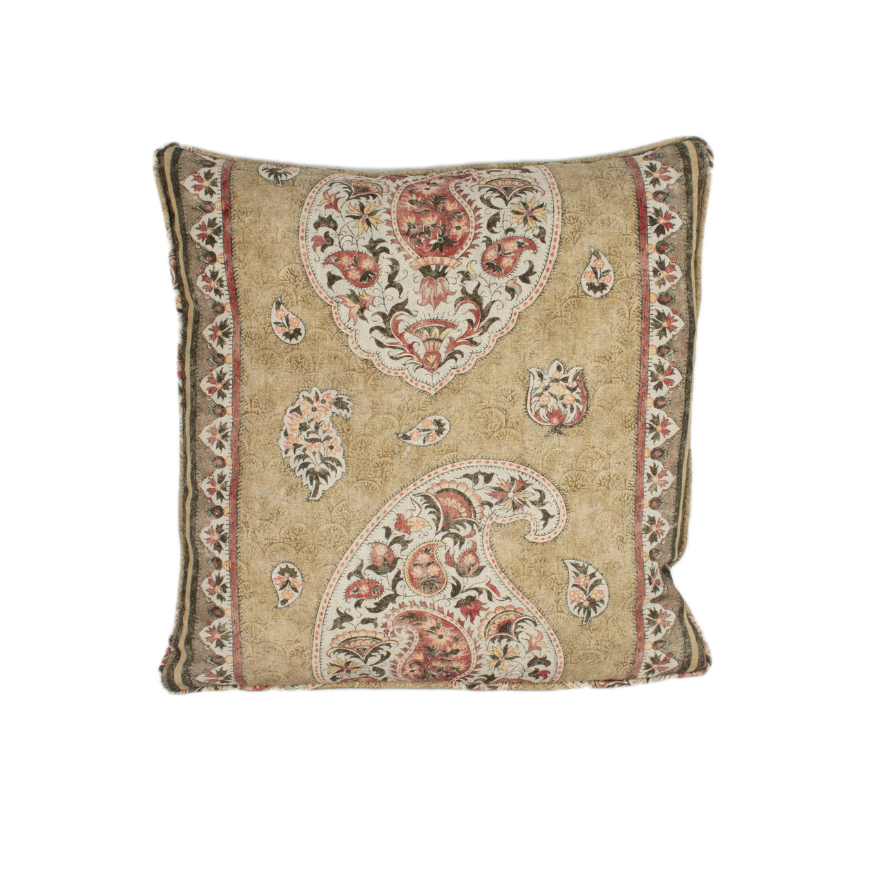 GP & J Baker - Coromandel - Tobacco - Intricately Detailed Kashmir Paisley Designer Cushion Cover - Luxury Throw Pillow - Handmade Home Deco