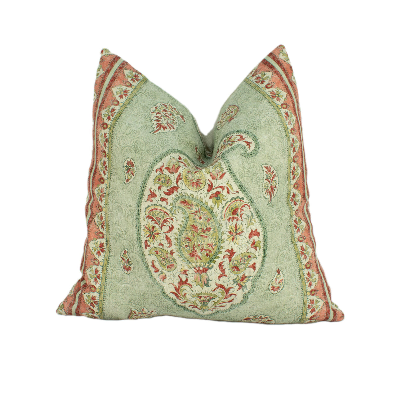 GP & J Baker - Coromandel - Green - Intricately Detailed Kashmir Paisley Designer Cushion Cover - Luxury Throw Pillow - Handmade Home Decor