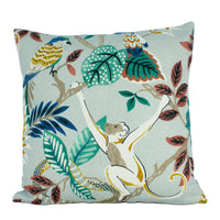 Thumbnail for Jane Churchill - Indira - Teal - Tropical Exotic Monkey Parrot Cushion Cover - Handmade Throw Pillow Designer Home Decor