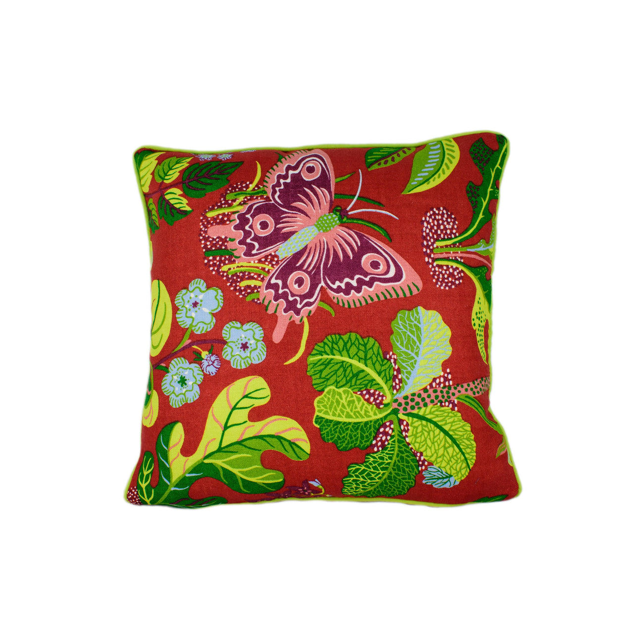 Schumacher - Exotic Butterfly - Red - Whimsical Modern Classic Designer Cushion Cover - Handmade Throw Pillow - Home Decor