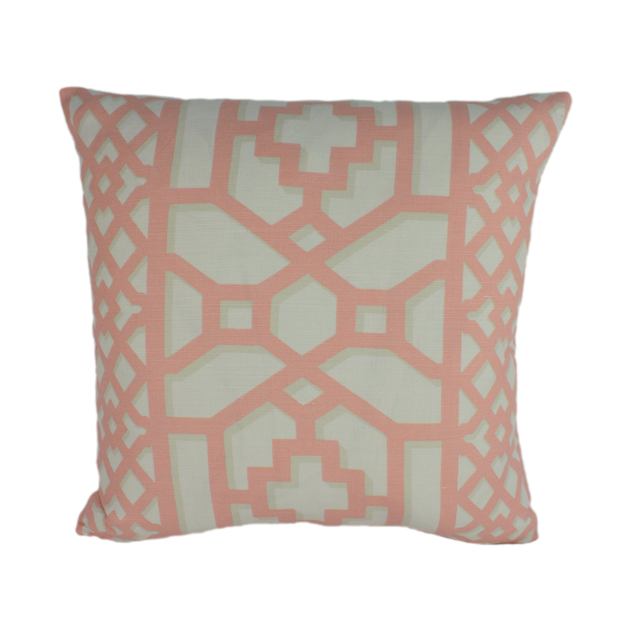 Schumacher - Zanzibar Trellis - Coral - Elsie de Wolfe Inspired Designer Cushion Cover - Handmade Throw Pillow - Luxury Home Decor