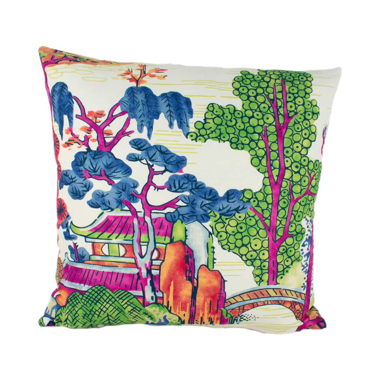 Thibaut - Asian Scenic - Coral / Green - Cushion Cover Pillow Throw Stunning Home Decor