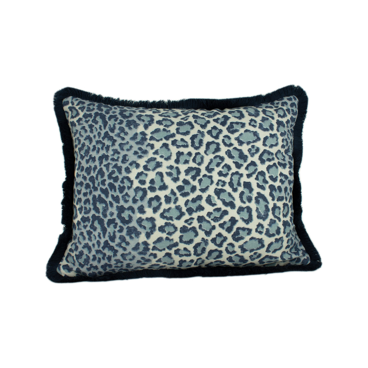 Colefax and Fowler - Panthera - Navy - Bold Leopard Print Luxurious Fringe - Designer Cushion Cover Handmade Throw Pillow Luxury Home Decor