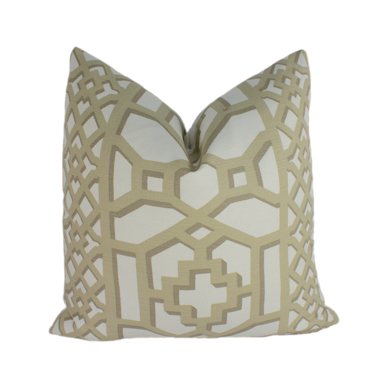 Schumacher - Zanzibar Trellis Matte - Sand - Elsie de Wolfe Inspired Designer Cushion Cover - Handmade Throw Pillow - Luxury Home Decor