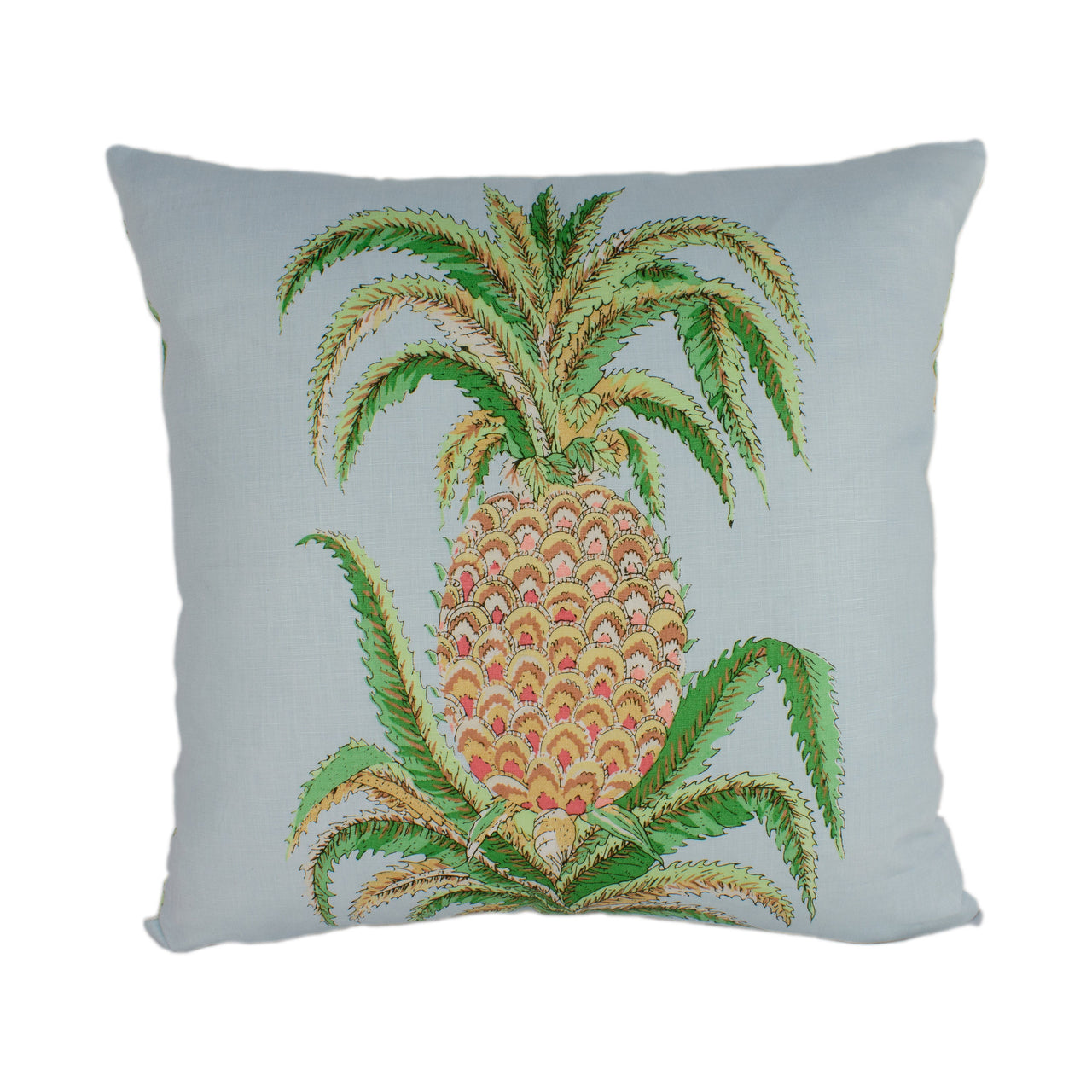 Schumacher - Pineapples Chintz - Sky - Indian Inspired Pineapple Statement Cushion Cover - Handmade Throw Pillow - Luxury Home Decor