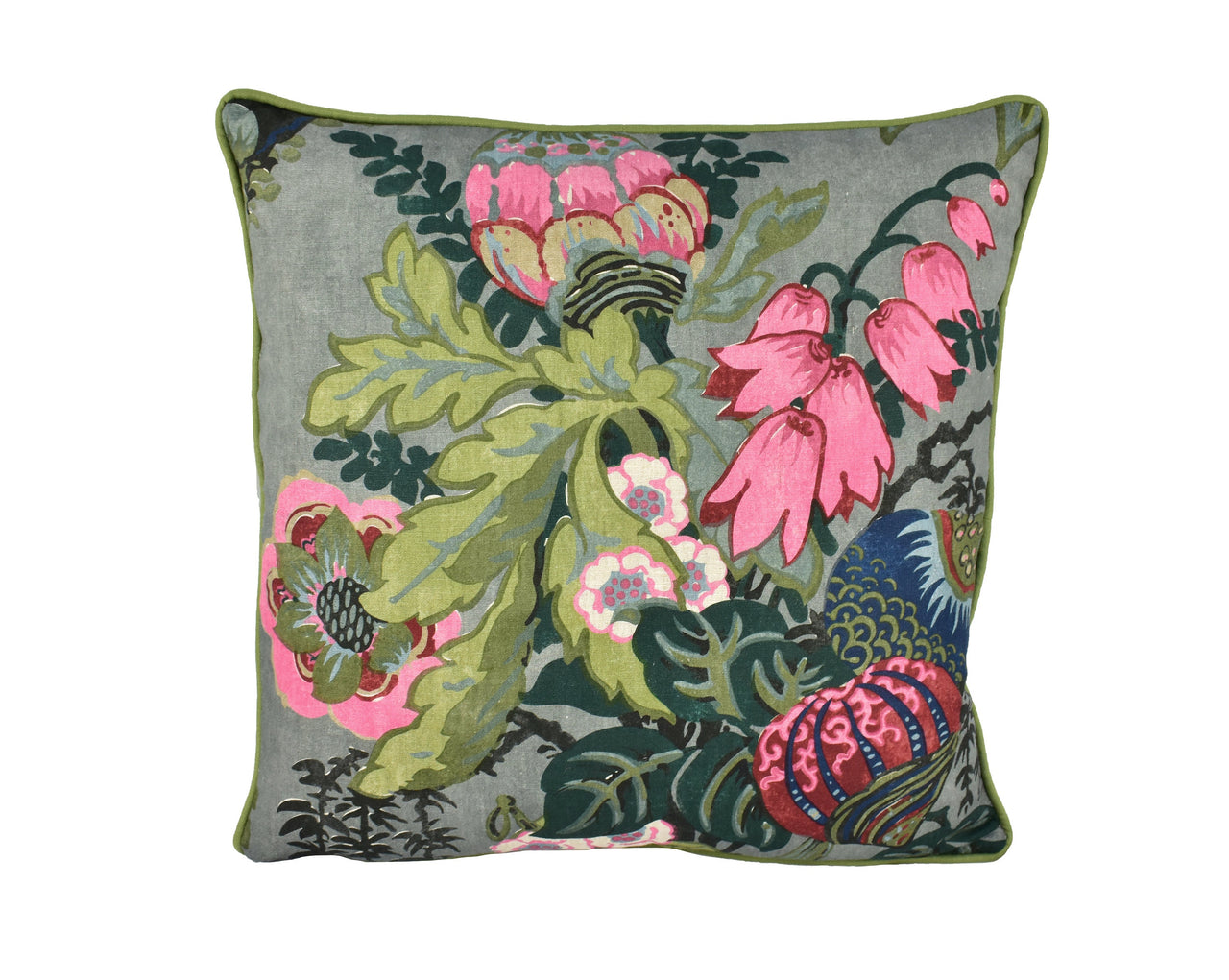 Anna French x Thibaut - Fairbanks - Savoy Collection - Grey - Stunning Floral Cushion Cover - Handmade Pillow Throw Luxury Home Decor