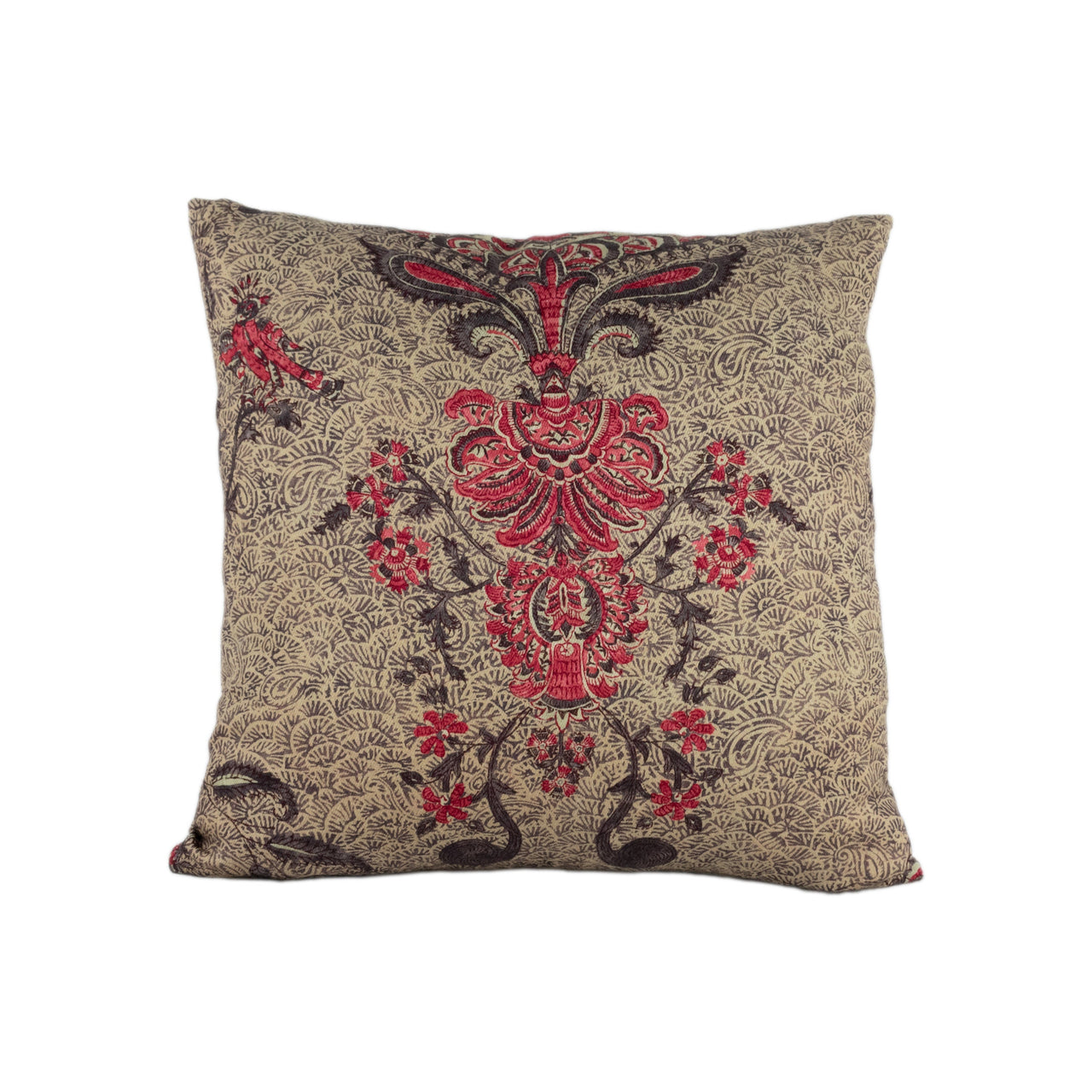 Zoffany - Koyari Paisley - Antiquary / Crimson / Linen - 100% Wool Paisley Cushion Cover - Handmade Throw Pillow Designer Home Decoc