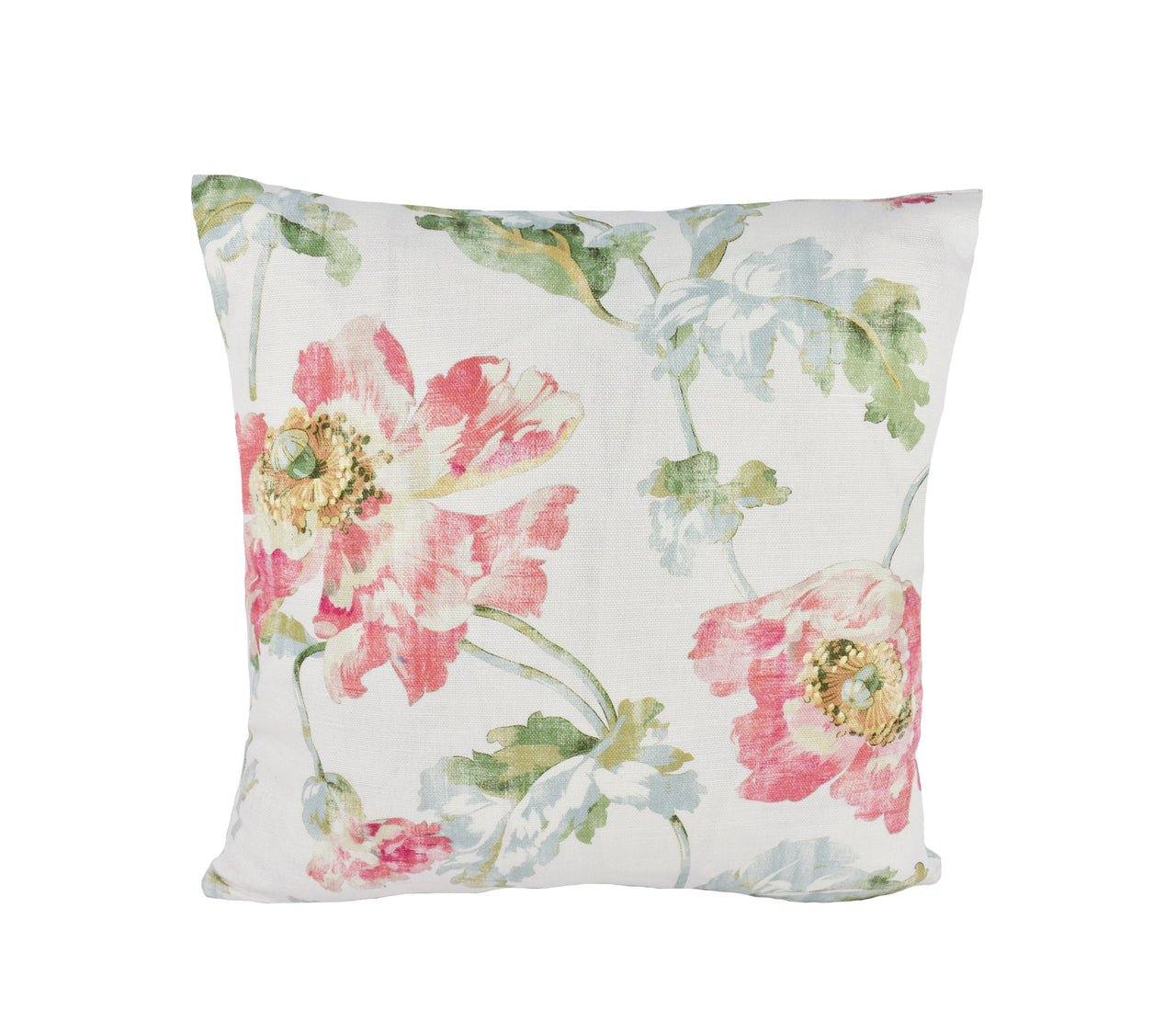 Colefax and Fowler - Meriden - Pink / Green - Romantic Poppy Bloom Designer Cushion Cover - Handmade Throw Pillow - Luxury Home Decor