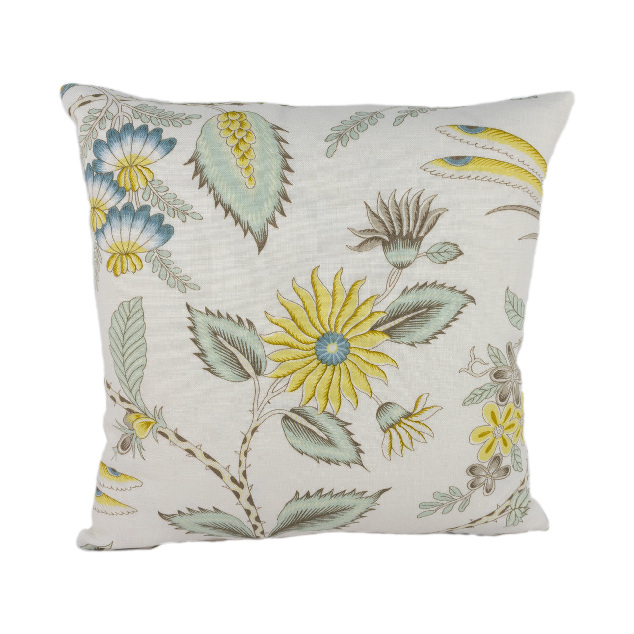 Schumacher - Campagne - Cadet / Citron - Lush Lively French Floral Designer Cushion Cover - Handmade Throw Pillow - Designer Home Decor