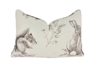 Thumbnail for Sanderson - Squirrel & Hedgehog - Walnut / Linen - Self Piped Cushion Cover Throw Pillow Designer Home Decor