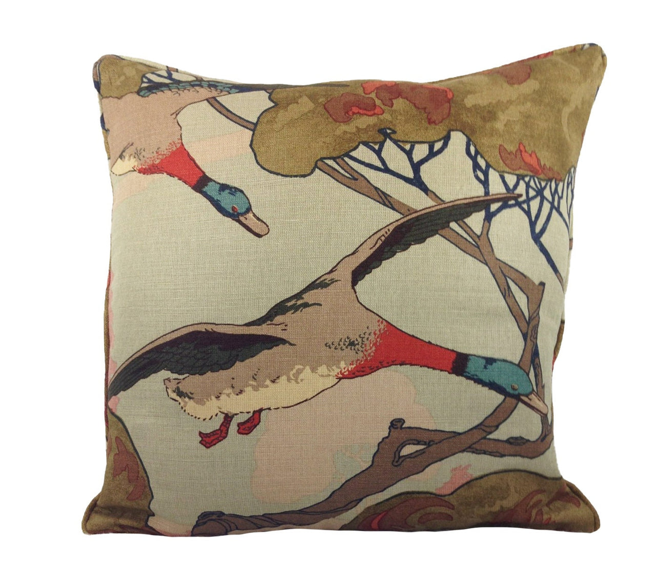 Mulberry - Flying Ducks - Sky Linen - Stunning Designer Cushion Cover Home Decor Throw Pillow