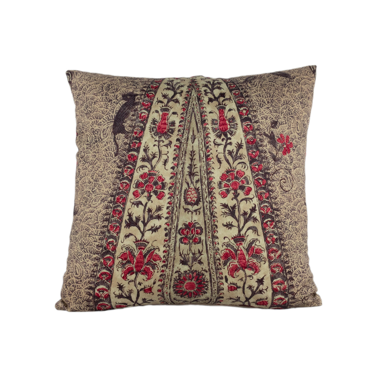 Zoffany - Koyari Paisley - Antiquary / Crimson / Linen - 100% Wool Paisley Cushion Cover - Handmade Throw Pillow Designer Home Decoc