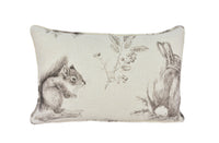 Thumbnail for Sanderson - Squirrel & Hedgehog - Walnut / Linen - Self Piped Cushion Cover Throw Pillow Designer Home Decor