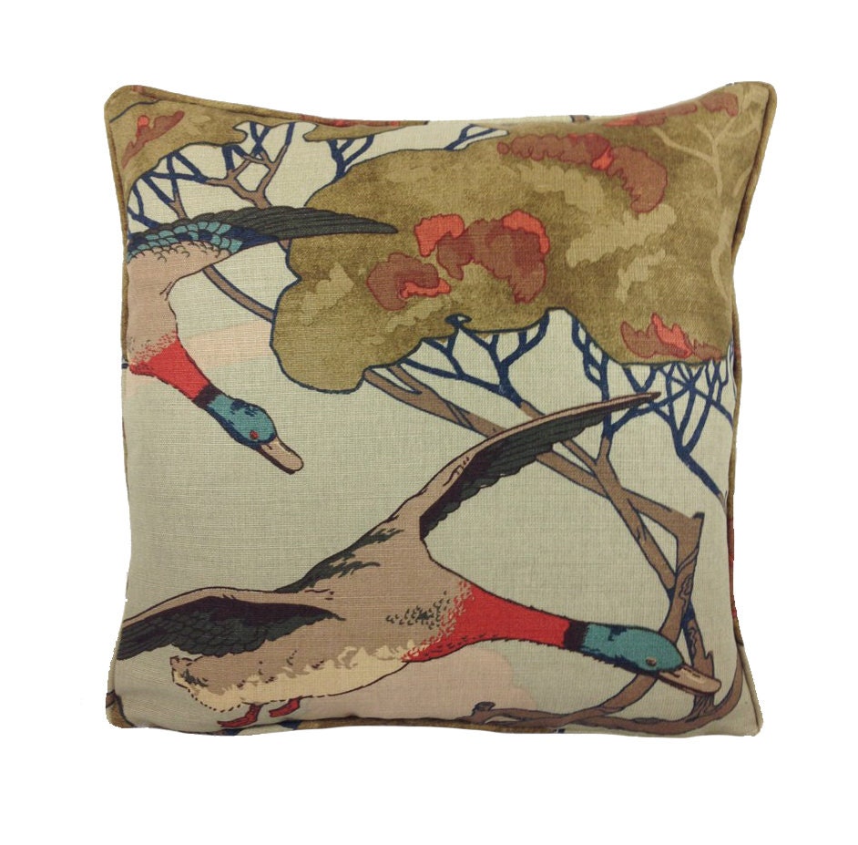 Mulberry - Flying Ducks - Sky Linen - Stunning Designer Cushion Cover Home Decor Throw Pillow