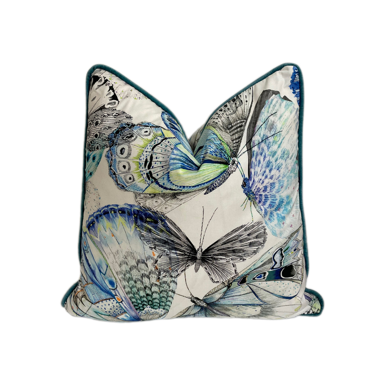 Designers Guild - Papillons - Cobalt - Stunning Contrast Piped Cushion Cover Throw Pillow Home Decor