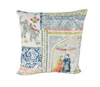 Thumbnail for Jane Churchill - Kashmir  Garden - Blue / Red - Delicate Central Asian Patchwork Cushion Cover - Handmade Throw Pillow Designer Home Decor