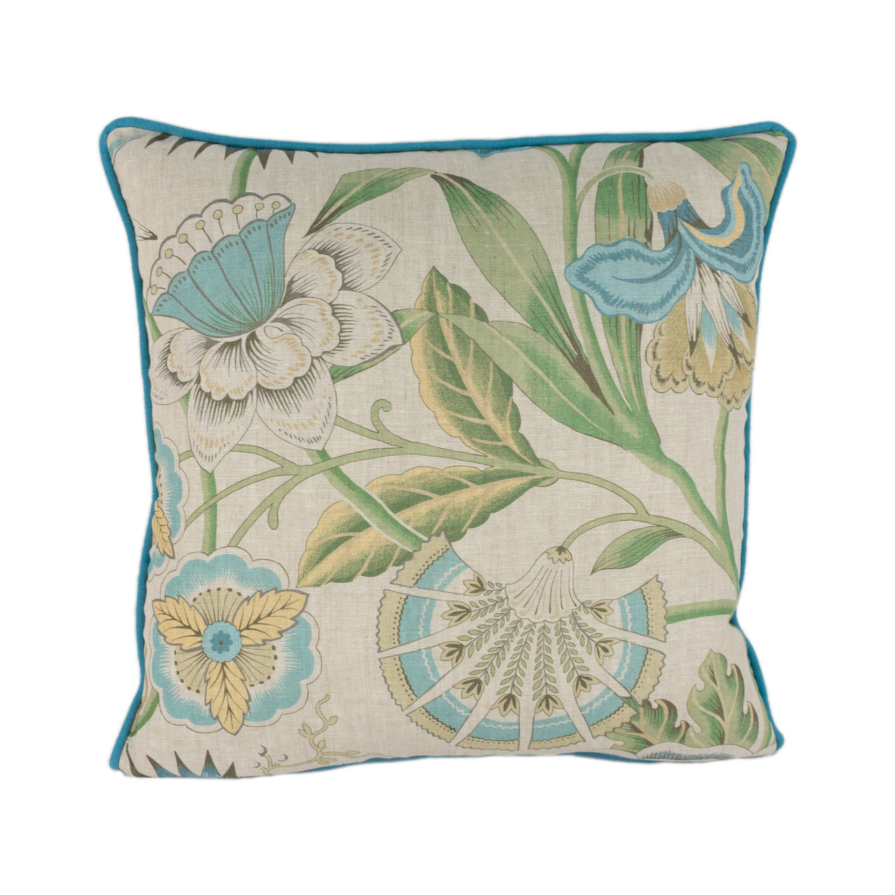 Anna French x Thibaut - Cleo - Sky Blue & Green on Flax - Savoy Collection - Anna French - Stunning Cushion Cover Pillow Throw Designer Home Decor