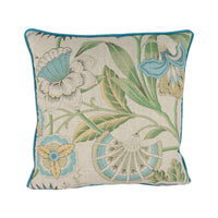 Thumbnail for Anna French x Thibaut - Cleo - Sky Blue & Green on Flax - Savoy Collection - Anna French - Stunning Cushion Cover Pillow Throw Designer Home Decor