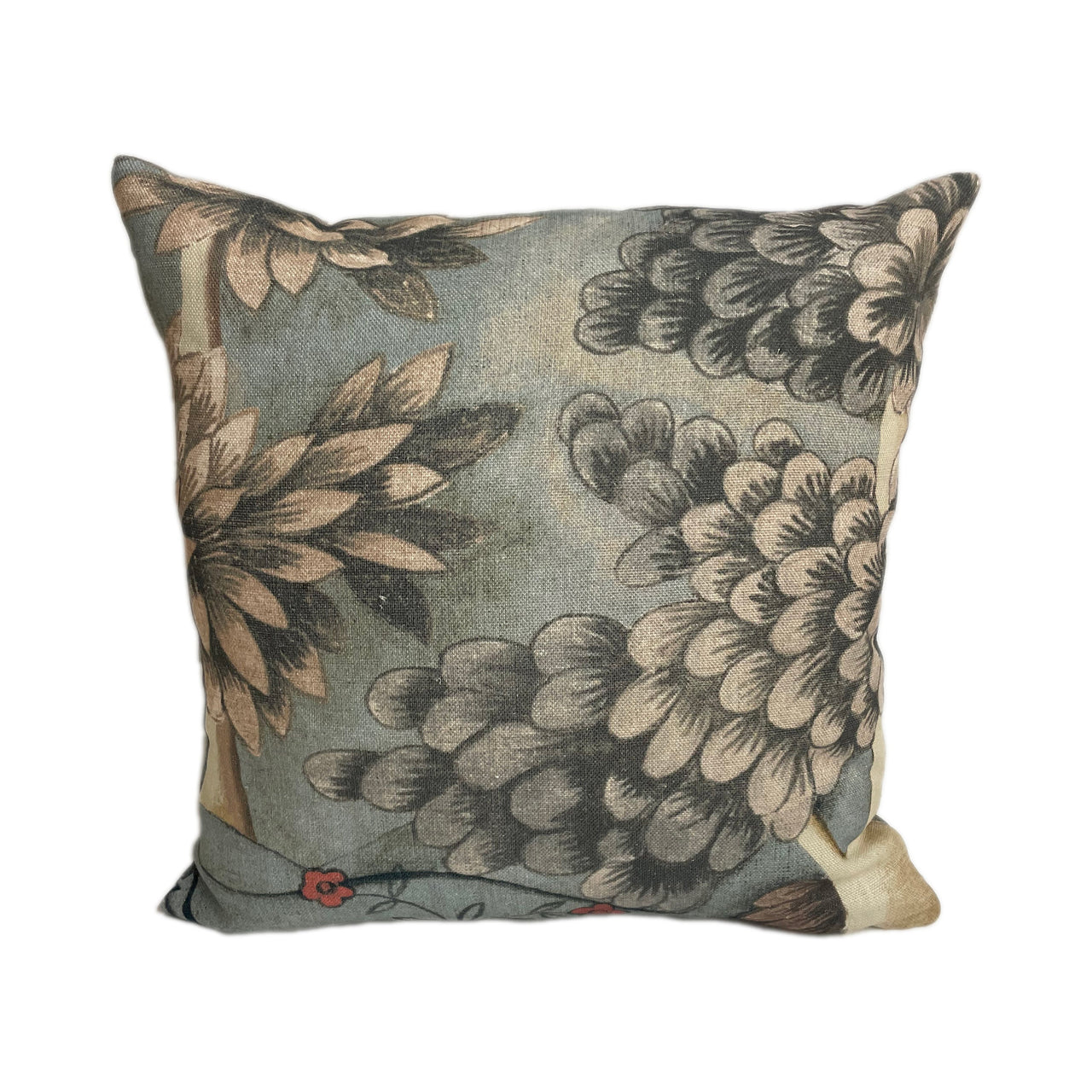 Zoffany - Verdure - Lead Blue - Lush Pastoral Landscape Cushion Cover - Handmade Throw Pillow Designer Home Decor